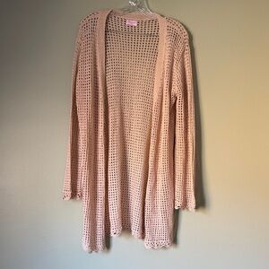 Pink Lily Open Knit Cardigan Beach Cover Up